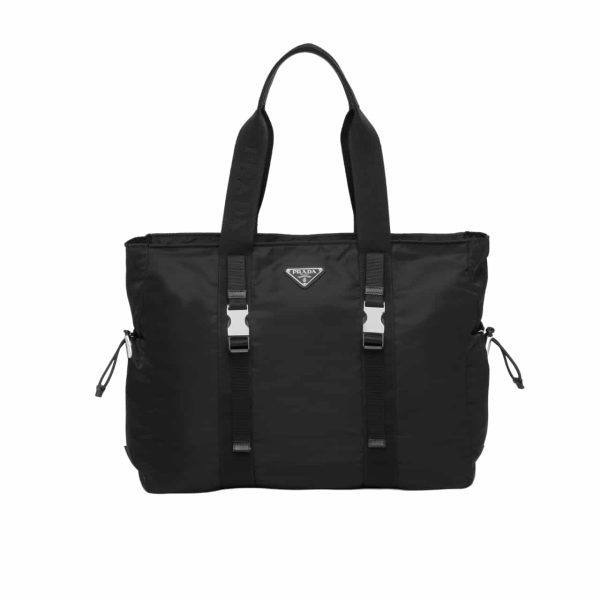 PRADA RE NYLON AND SAFFIANO TOTE BLACK 39CM VG042 2DMG F0002 V MON