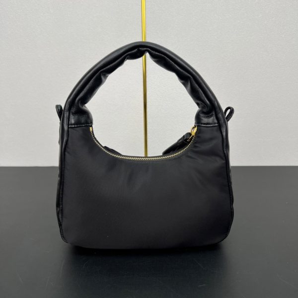 PRADA RE NYLON AND NAPPA MINI BAG WITH BOW BLACK 21CM 1BC241 RP0C F0002 V OXO