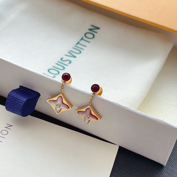LOUIS VUITTON COLOR BLOSSOM BB STAR EARRINGS RED GOLD