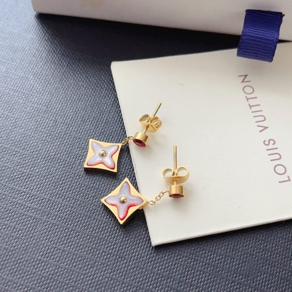 LOUIS VUITTON COLOR BLOSSOM BB STAR EARRINGS RED GOLD