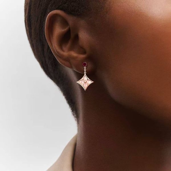 LOUIS VUITTON COLOR BLOSSOM BB STAR EARRINGS RED GOLD