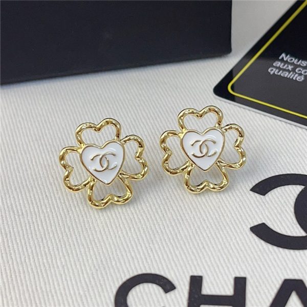 CHANEL FOUR LEAF CLOVER HEART EARRINGS ABF311 B19851 NAFGV