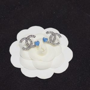 CHANEL STUD EARINGS SILVER BLUE ABF526 B19974 NAFTR