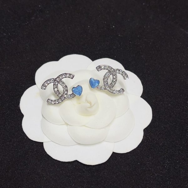 CHANEL STUD EARINGS SILVER BLUE ABF526 B19974 NAFTR