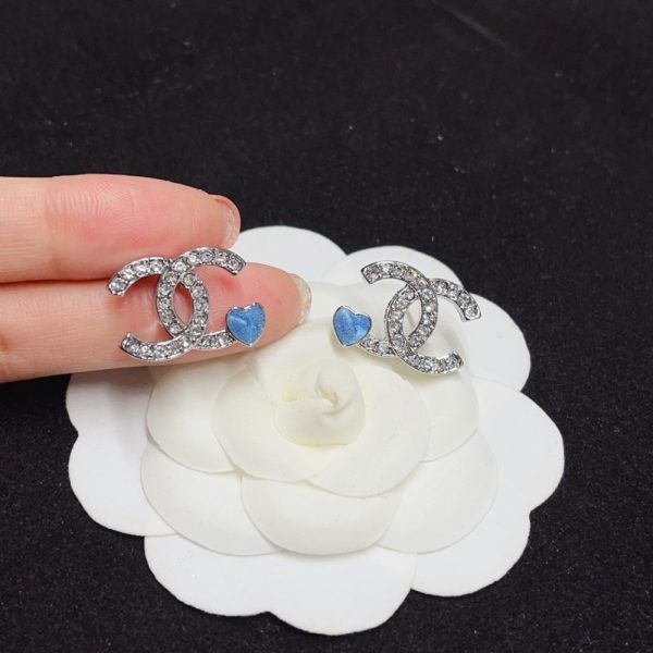 CHANEL STUD EARINGS SILVER BLUE ABF526 B19974 NAFTR