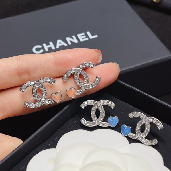 CHANEL STUD EARINGS SILVER BLUE ABF526 B19974 NAFTR