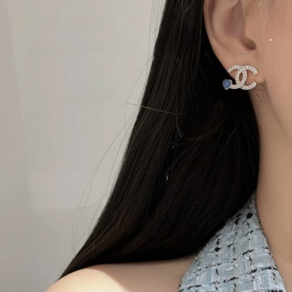 CHANEL STUD EARINGS SILVER BLUE ABF526 B19974 NAFTR