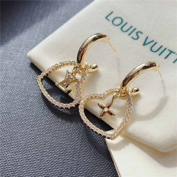 LOUIS VUITTON HEART EARRINGS WHITE M02308