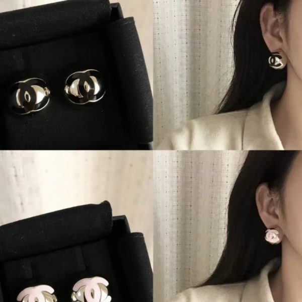 CHANEL STUD EARRINGS GOLD BLACK ABE810 B19198 NACVD