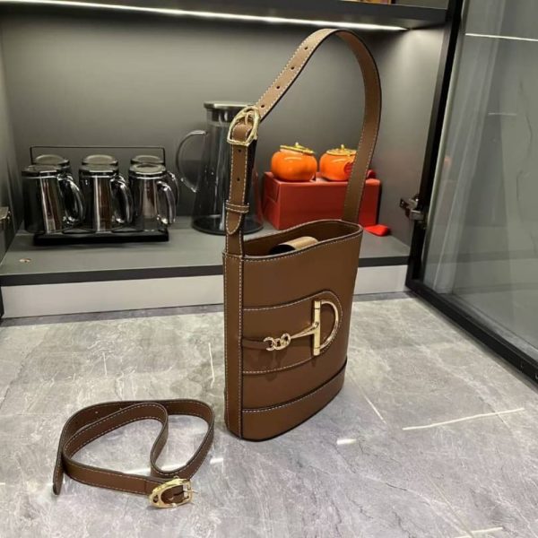 GUCCI 73 SMALL BUCKET BAG ROSSO ANCORA BROWN SMOOTH 20CM 833665 AAEC2 2718
