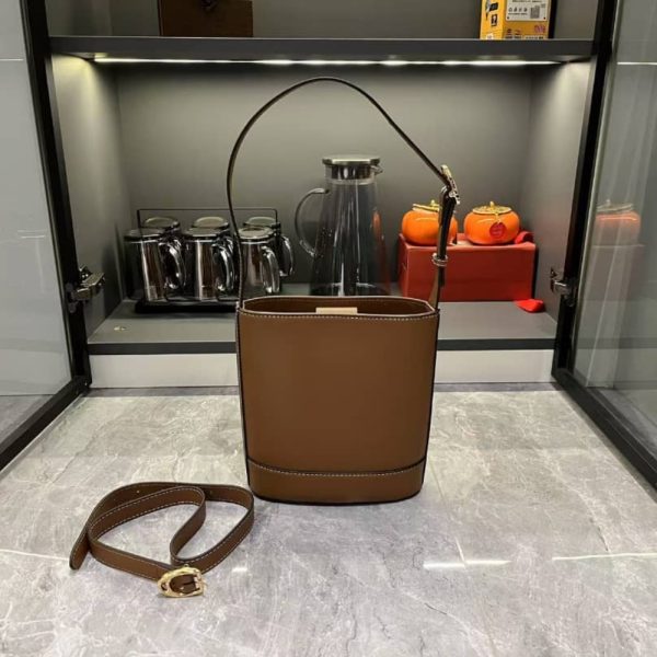 GUCCI 73 SMALL BUCKET BAG ROSSO ANCORA BROWN SMOOTH 20CM 833665 AAEC2 2718