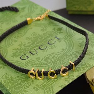 GUCCI LEATHER GUCCI NECKLACE BLACK ‎684630 IAAA1 8029