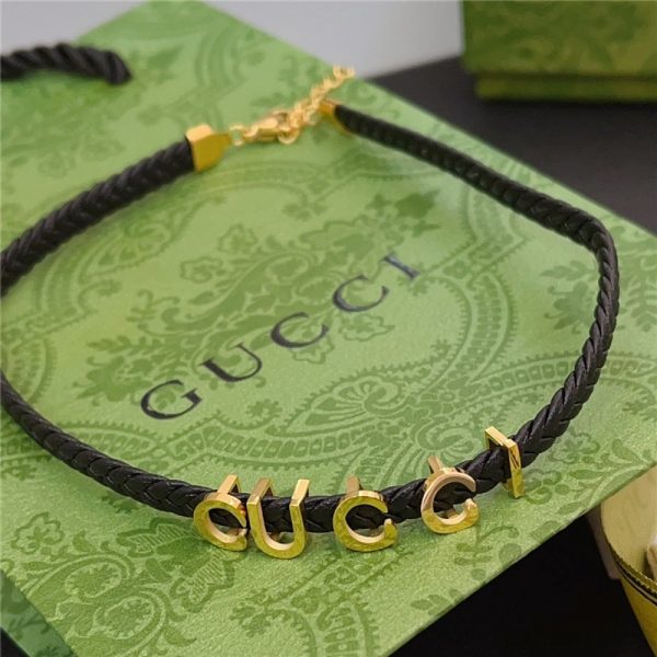 GUCCI LEATHER GUCCI NECKLACE BLACK ‎684630 IAAA1 8029