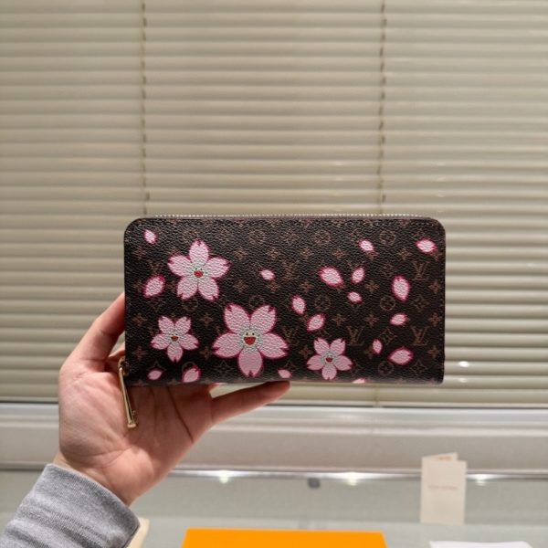 LOUIS VUITTON X TAKASHI MURAKAMI ZIPPY WALLET SAKURA BROWN 19CM M13433