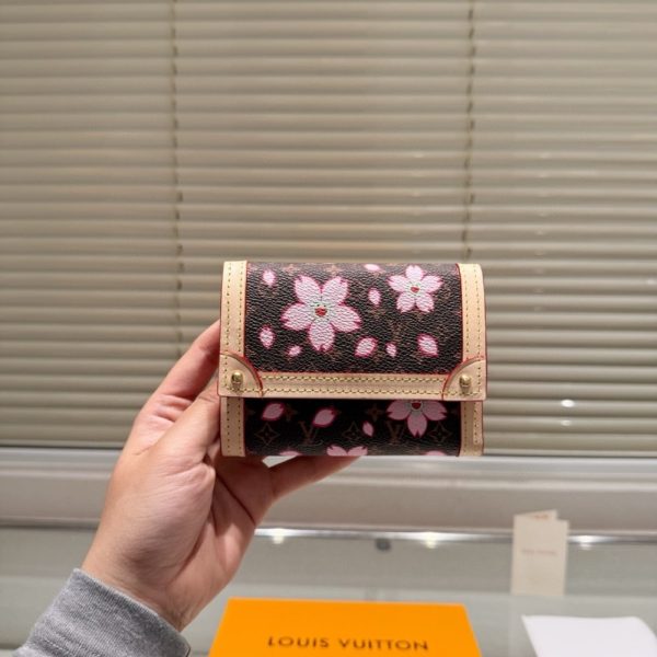 LOUIS VUITTON X TAKASHI MURAKAMI VICTORINE WALLET SAKURA BROWN 11CM M13427