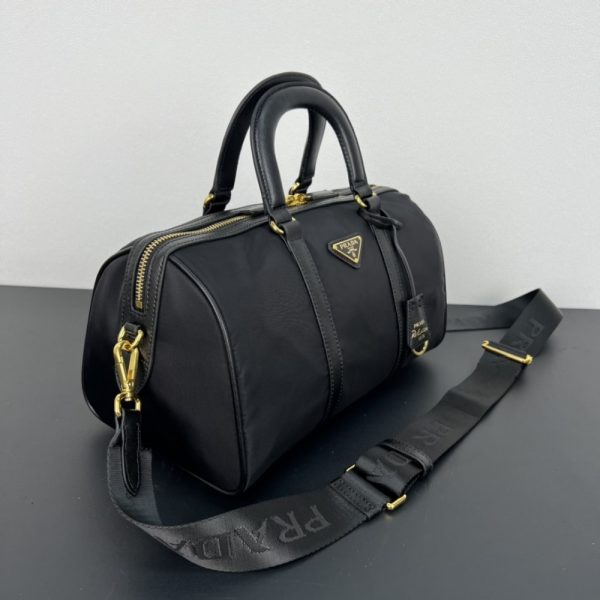 PRADA RE EDITION 1978 RE NYLON X SAFFIANO MEDIUM TOP HANDLE BAG BLACK 31CM 1BB233 R064 F0002 V ZOM
