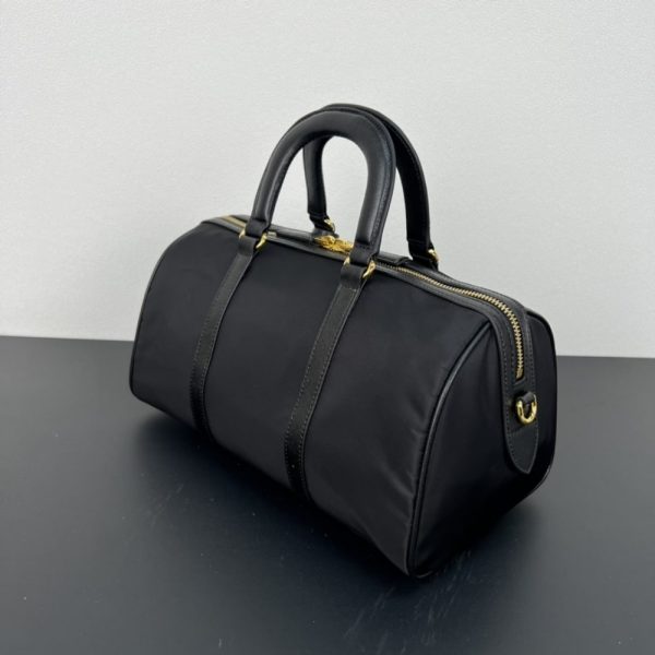 PRADA RE EDITION 1978 RE NYLON X SAFFIANO MEDIUM TOP HANDLE BAG BLACK 31CM 1BB233 R064 F0002 V ZOM