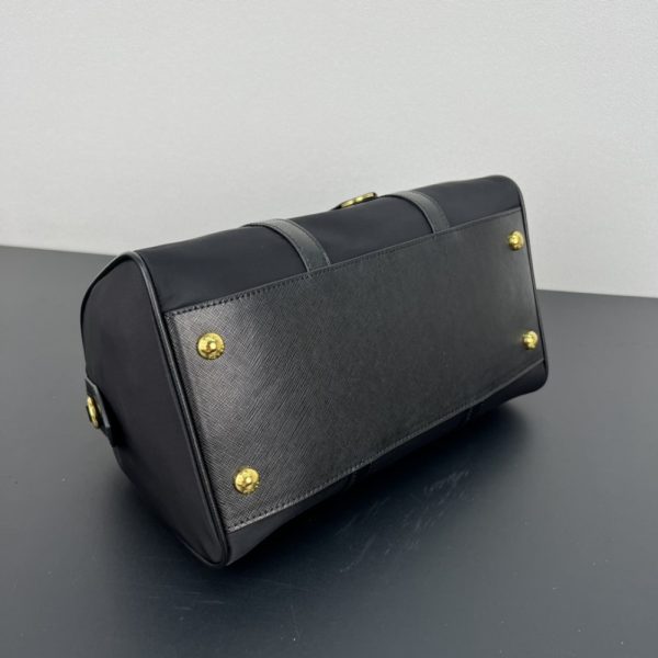 PRADA RE EDITION 1978 RE NYLON X SAFFIANO MEDIUM TOP HANDLE BAG BLACK 31CM 1BB233 R064 F0002 V ZOM