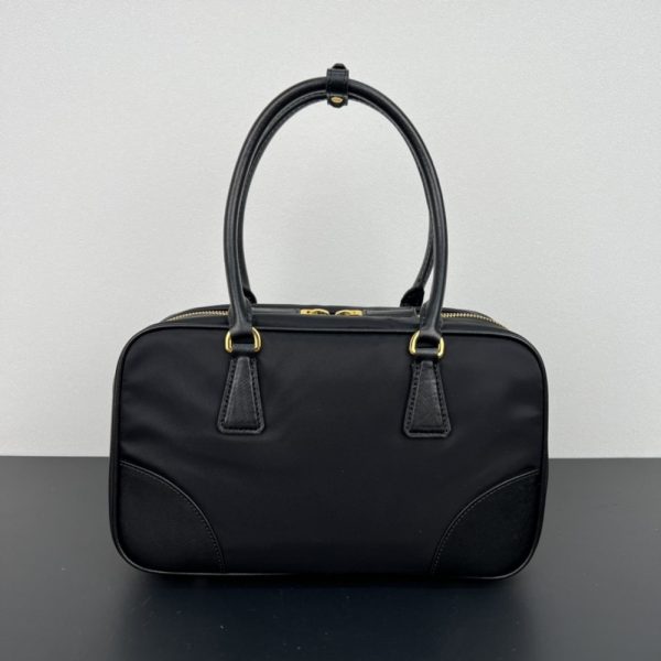 PRADA RE EDITION 1978 MEDIUM RE NYLON AND SAFFIANO TWO HANDLE BAG BLACK 30CM 1BB115 R064 F0002 V OOO