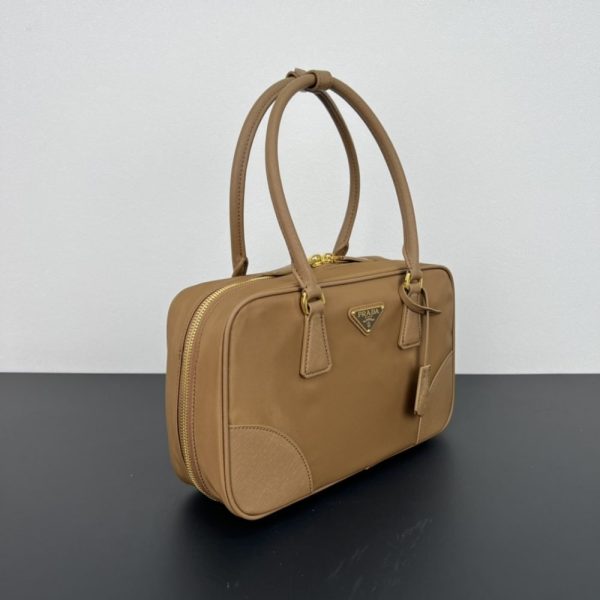 PRADA RE EDITION 1978 MEDIUM RE NYLON AND SAFFIANO TWO HANDLE BAG CORK BEIGE 30CM 1BB115 R064 F0594 V OOO