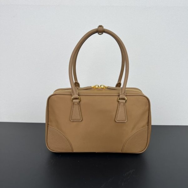 PRADA RE EDITION 1978 MEDIUM RE NYLON AND SAFFIANO TWO HANDLE BAG CORK BEIGE 30CM 1BB115 R064 F0594 V OOO