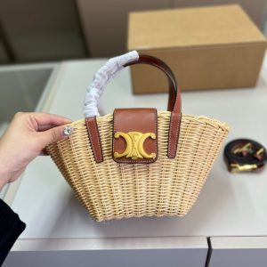 CELINE TEEN COUFFIN IN WICKER AND LEATHER TAN 15CM 116572FWE 02NT
