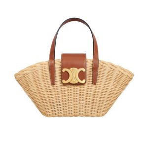 CELINE TEEN COUFFIN IN WICKER AND LEATHER TAN 15CM 116572FWE 02NT