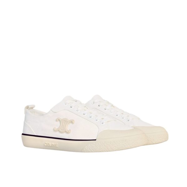 CELINE ALAN SNEAKERS WITH TRIOMPHE IN CANVAS OPTIC WHITE