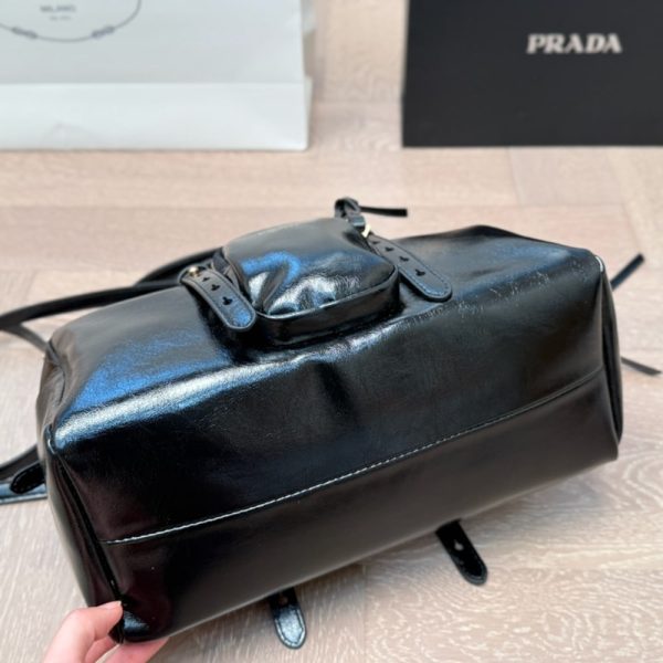 PRADA DANGLE MEDIUM LEATHER TOP HANDLE BAG BLACK 29CM 1BB138 2CYR F0002 V OOO
