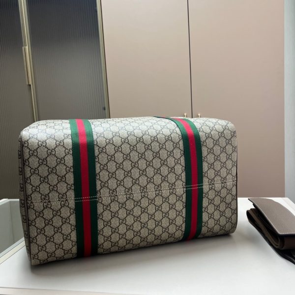 GUCCI LARGE DUFFLE BAG WITH WEB BEIGE EBONY 43CM
