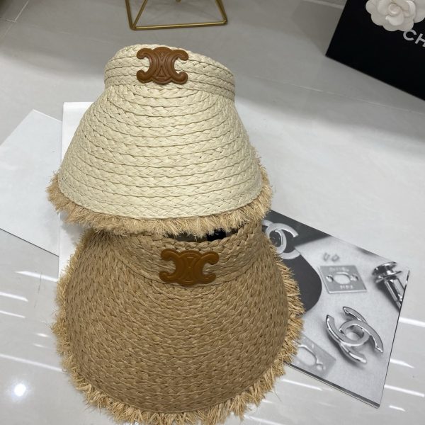 CELINE TRIOMPHE HAT IN STRAW BEIGE