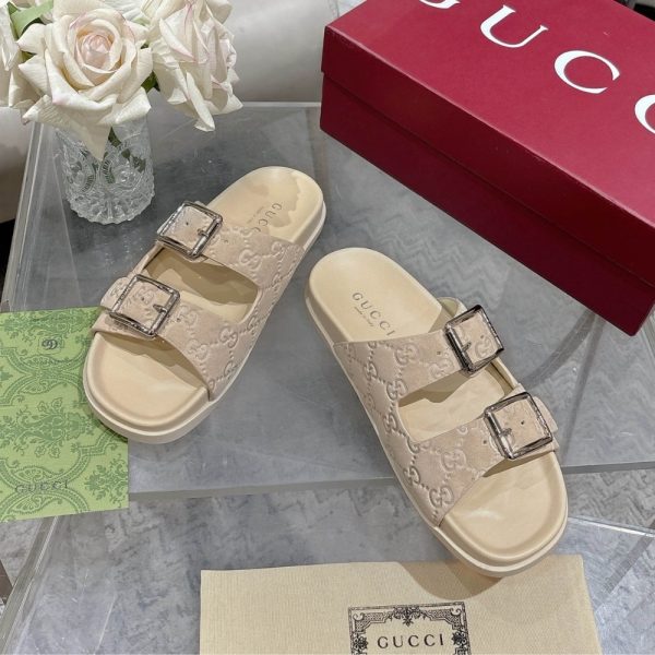 GUCCI WOMEN’S SLIDE SANDAL OATMEAL 816380 AADUO 9511