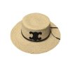 CELINE FLAT CROWN RAFFIA HAT EMBLEM IN BLACK