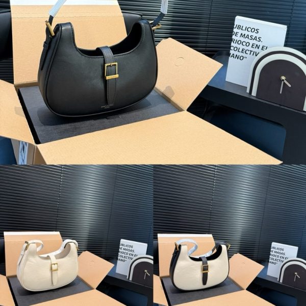 SAINT LAURENT LE FERMOIR HOBO BAG WHITE 24CM