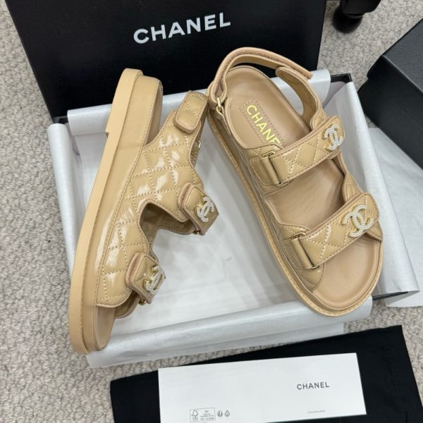 CHANEL SANDAL SHINY BEIGE G35927 B20276 U0450