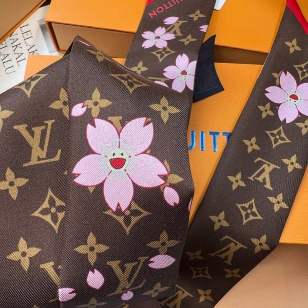 LOUIS VUITTON X TAKASHI MURAKAMI MONOGRAM CHERRY BLOSSOM BANDEAU BB IN TAN 120CM M96084