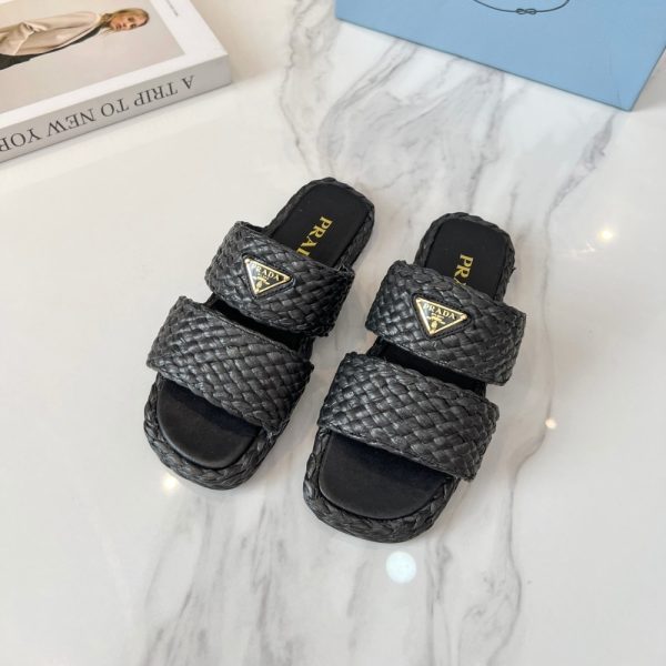 PRADA RAFFIA SLIDES BLACK 1XX749 027 F0002 F 020