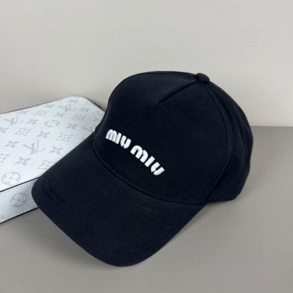 MIUMIU DRILL BASEBALL CAP BLACK 5HC179 ADXI F0967