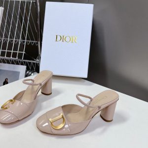 Dior Women C’est Dior Heeled Slide Nude Patent Calfskin