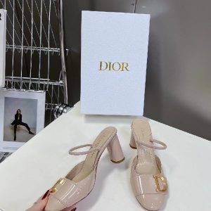 Dior Women C’est Dior Heeled Slide Nude Patent Calfskin