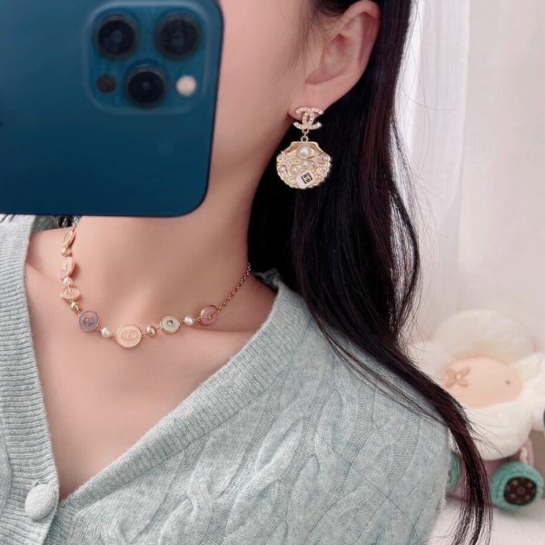 CHANEL CLIP ON PENDANT EARRINGS GOLD TONE ABF071 B19292 NADGB