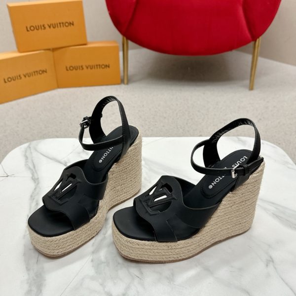 LV WEDGE SANDAL NOIR 1ACI88