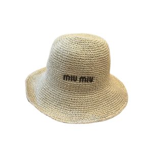 MIUMIU FABRIC WOVEN HAT BEIGE