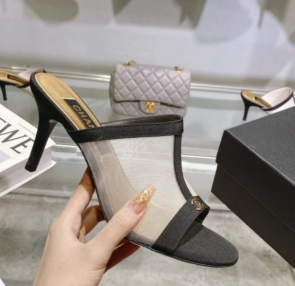 CHANEL Mesh Grosgrain CC Mules