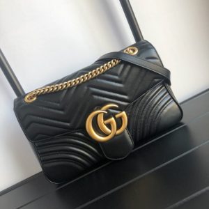 SUMMER SET: GUCCI MARMONT MEDIUM MATELASSÉ SHOULDER BAG & MAMON GG GOLD LOGO BELT