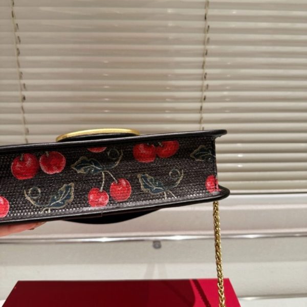 VALENTINO GARAVANI LOCÒ CHERRYFIC MOTIF SHOULDER BAG BLACK 26CM