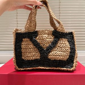 VALENTINO GARAVANI VIVA SUPERSTAR SMALL SHOPPING BAG IN RAFFIA BEIGE 25CM 7W2B0S12QET EX9