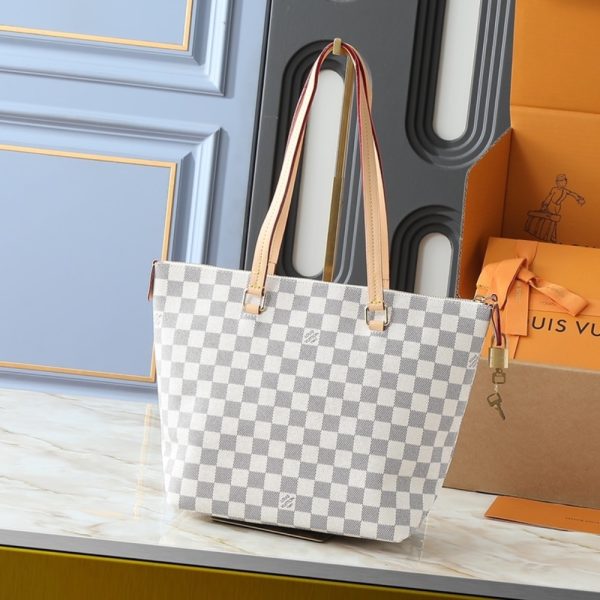 LOUIS VUITTON LENA PM BAG DAMIER AZUR WHITE 35CM