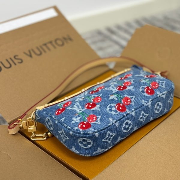 LOUIS VUITTON X TAKASHI MURAKAMI POCHETTE ACCESSOIRES MONOGRAM DENIM BLUE 21CM M13994