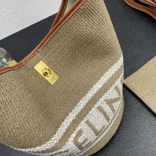 CELINE 16 BUCKET BAG IN TEXTILE WITH PRINT AND SMOOTH BEIGE TAN 25CM 1955720JB 02ET